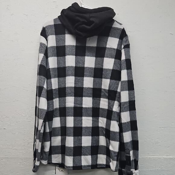 NWT Men's River Trail Black / White Plaid Zip-Up Hoodie Jacket. Size XL MSRP $59 - Picture 3 of 4